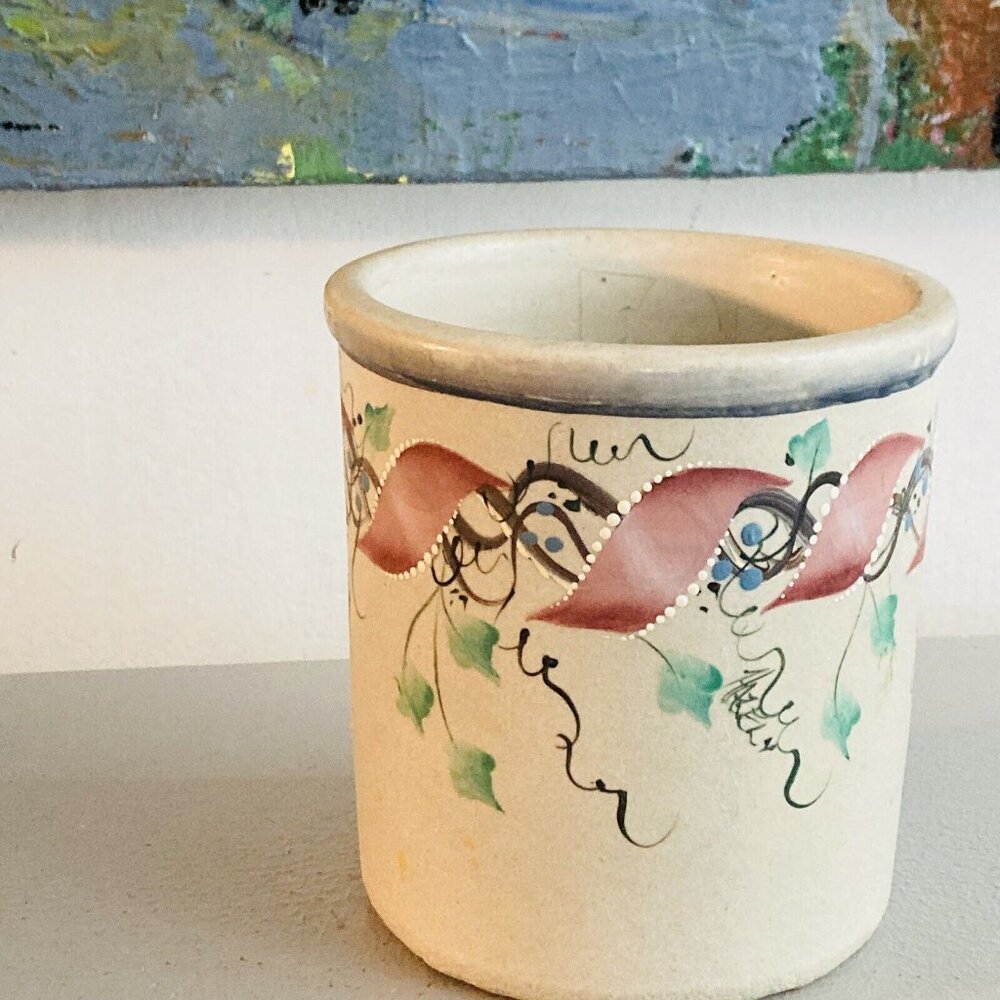 Vtg Robinson Ransbottom Pottery Roseville OHio High Jar Stoneware Crock No Lid
